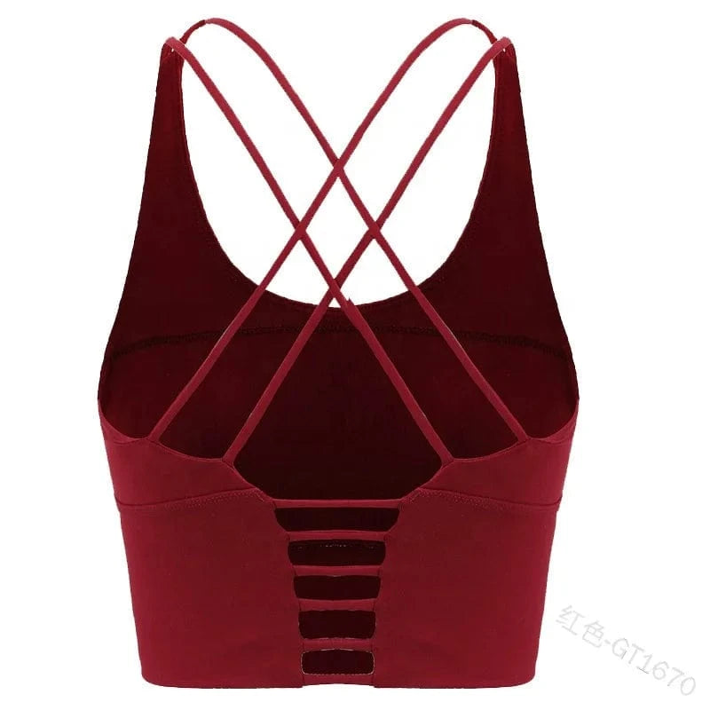 Plus Size Cross Beauty Back Sujetador Deportivo Seamless Wireless Running Yoga Bra Fitness Open Back Sports Bras For Womens