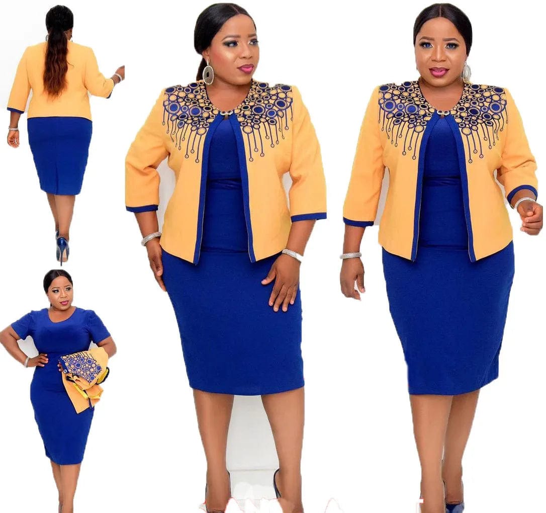 Plus size elegant suit women lady office church skirt and coat suits for ladies formal