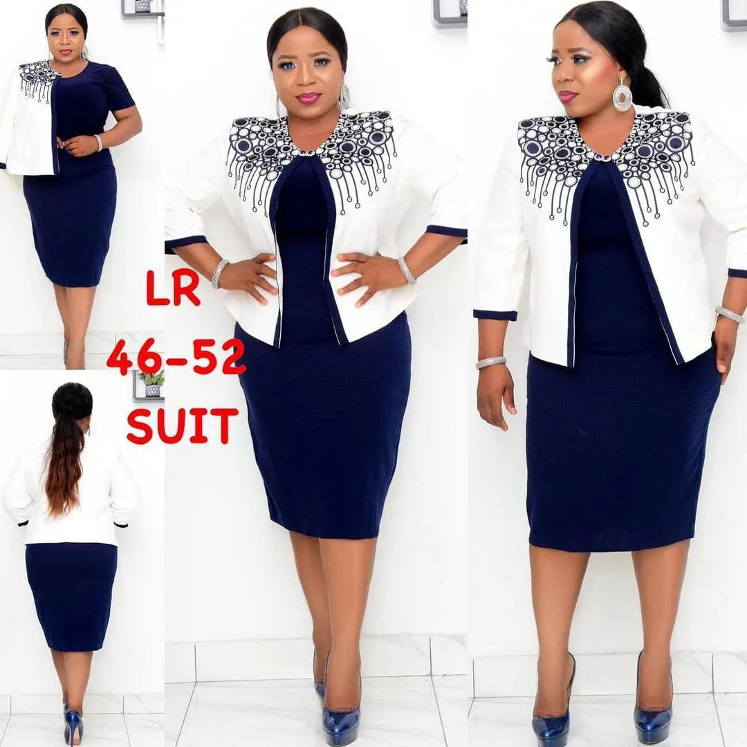 Plus size elegant suit women lady office church skirt and coat suits for ladies formal