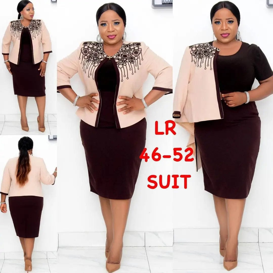 Plus size elegant suit women lady office church skirt and coat suits for ladies formal