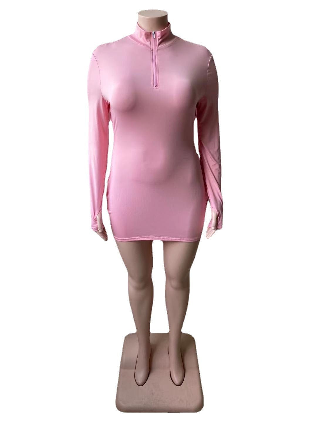 Plus Size High Quality Plus Size Sexy Zip Pullover Long Sleeve Dress