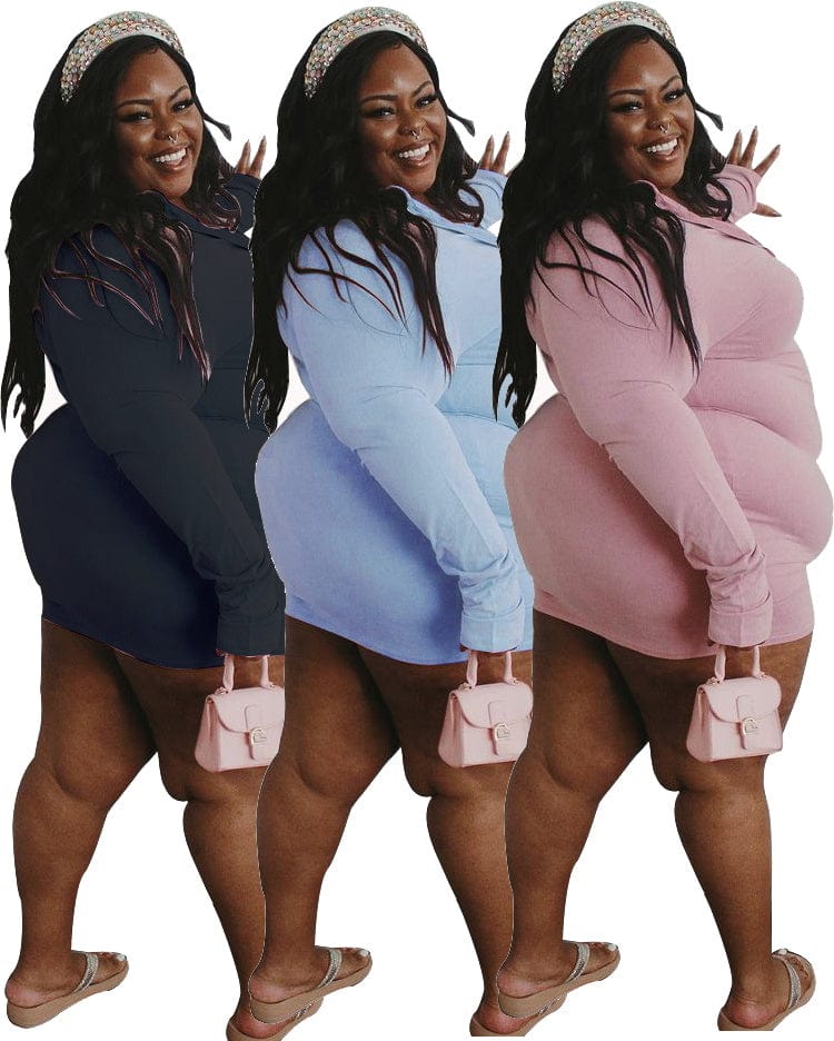 Plus Size High Quality Plus Size Sexy Zip Pullover Long Sleeve Dress