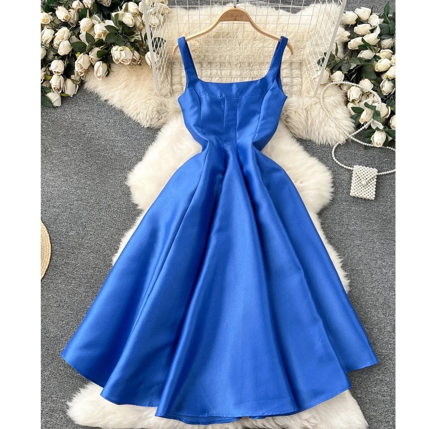 Plus Size High Quality Summer Romantic Square Collar Tunic Slim Tank Midi Dress For Women