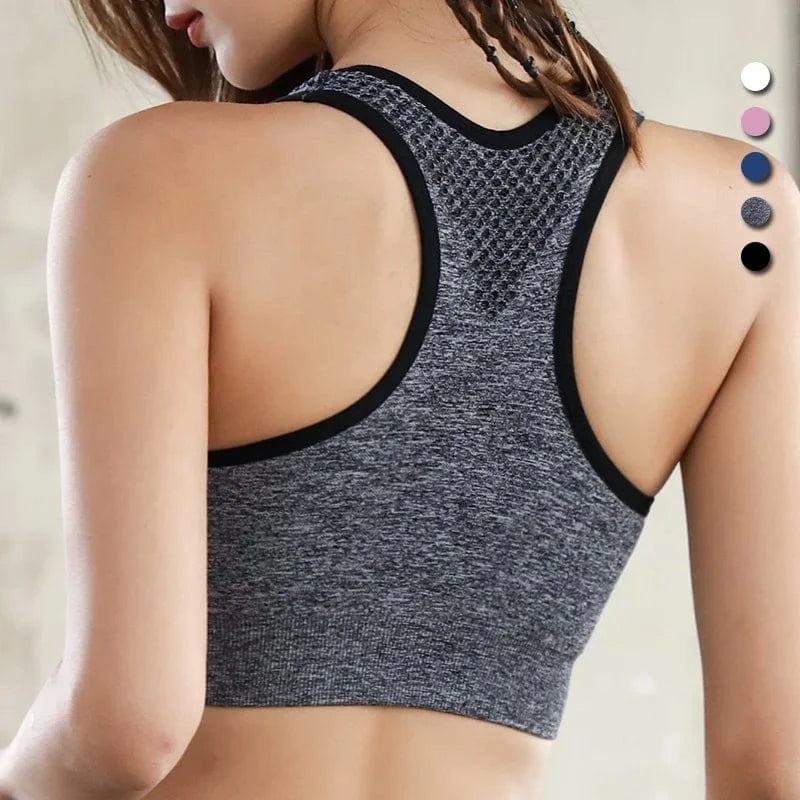 Plus Size Hollow Seamless Wireless Sujetador Deportivo Stretch Fitness Gym Yoga Bra High Impact Mesh Sports Bras For Womens