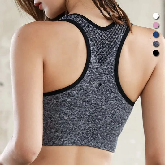 Plus Size Hollow Seamless Wireless Sujetador Deportivo Stretch Fitness Gym Yoga Bra High Impact Mesh Sports Bras For Womens