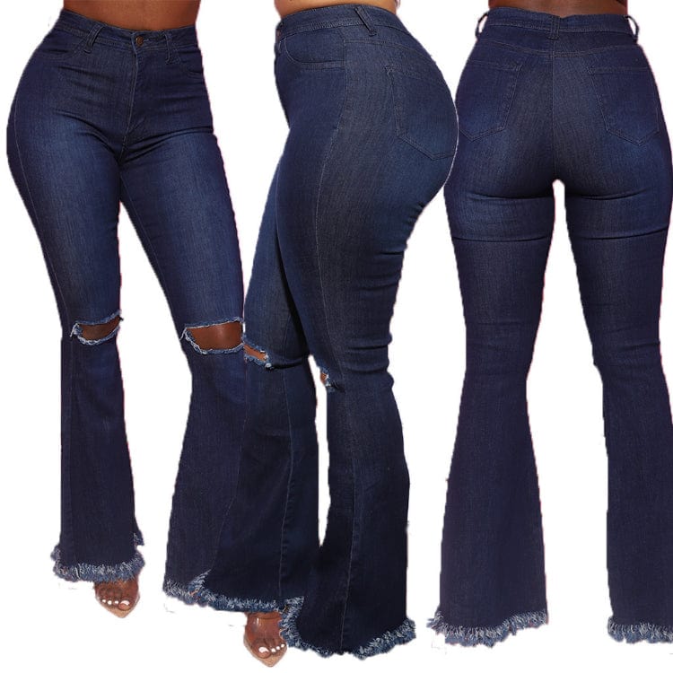 Plus Size Jeans Woman High Waist 2023 New Denim Trousers Water Wash Versatile Women's Denim Flare Pants Lady Bell Bottom Jeans