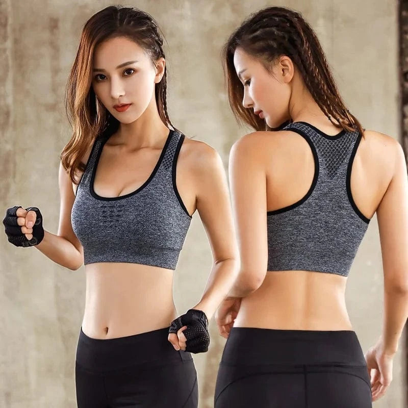 Plus Size Mesh Hollow Beauty Back Stretch Sujetador Deportivo Wirefree High Impact Sports Bras Workout Gym Yoga Bra For Womens