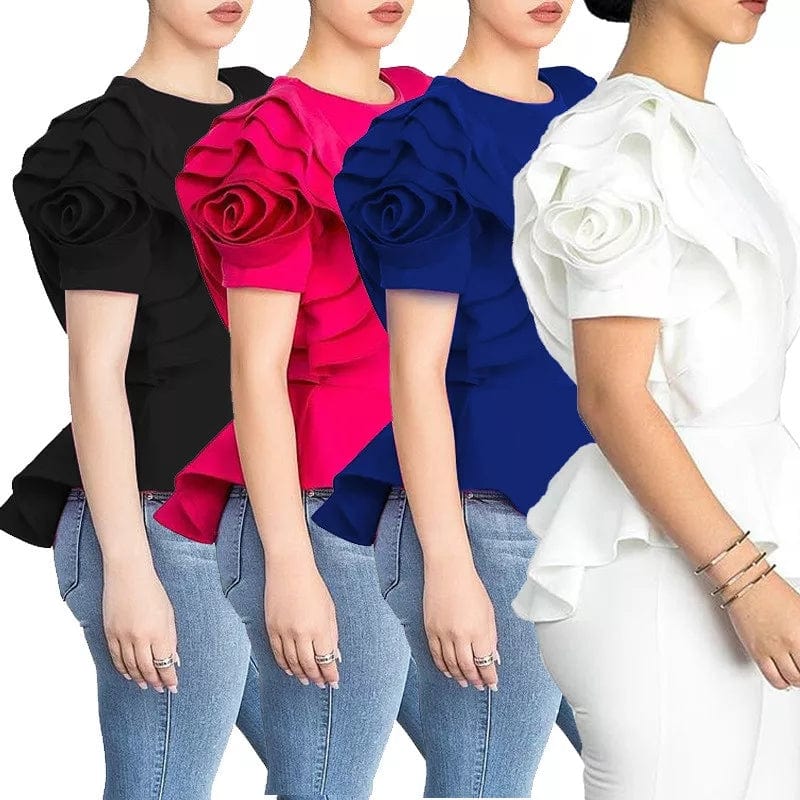 Plus Size Petal Sleeve Real Blusa Women Tops Zanzea Korean Blouse Vadim Elegant Summer Lotus Hem Shirt