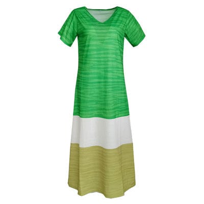 plus size robes in Europe and the United States selling color matching dress short sleeves long dress robes-pour-femme-ob