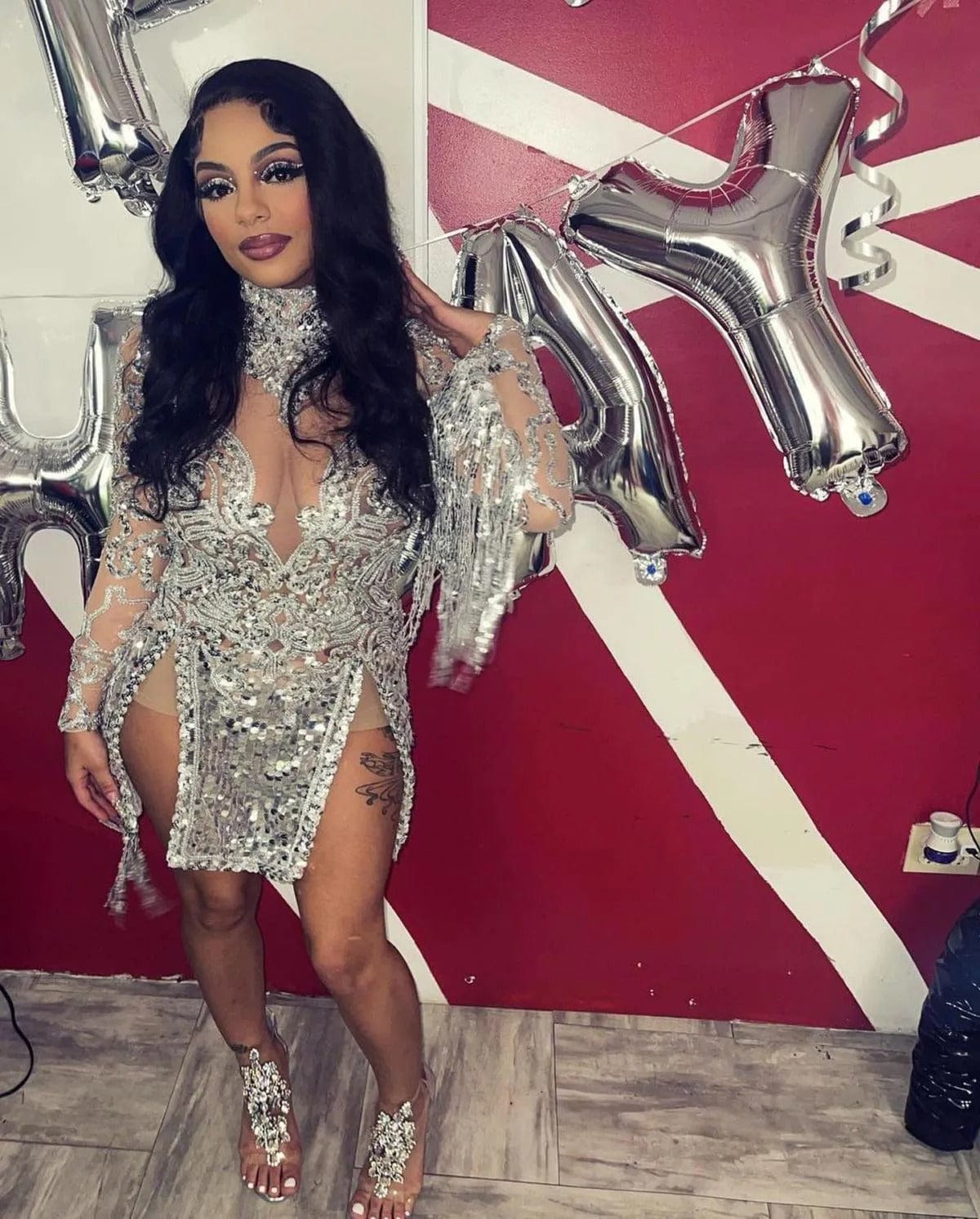 Plus Size Sequin Dresses Women Lady Elegant Party Evening Sexy Tassel Long Sleeve Prom Dresses Party Mesh Mini Sequin Club Dress