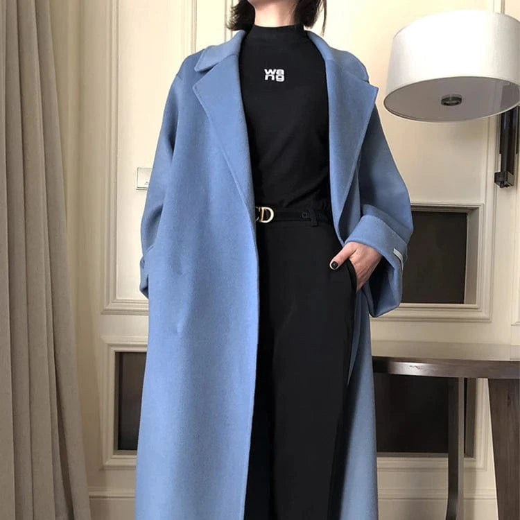 Plus Size Winter Double Woolen Overcoat Cashmere Long Trench Coats Wool Women Coat