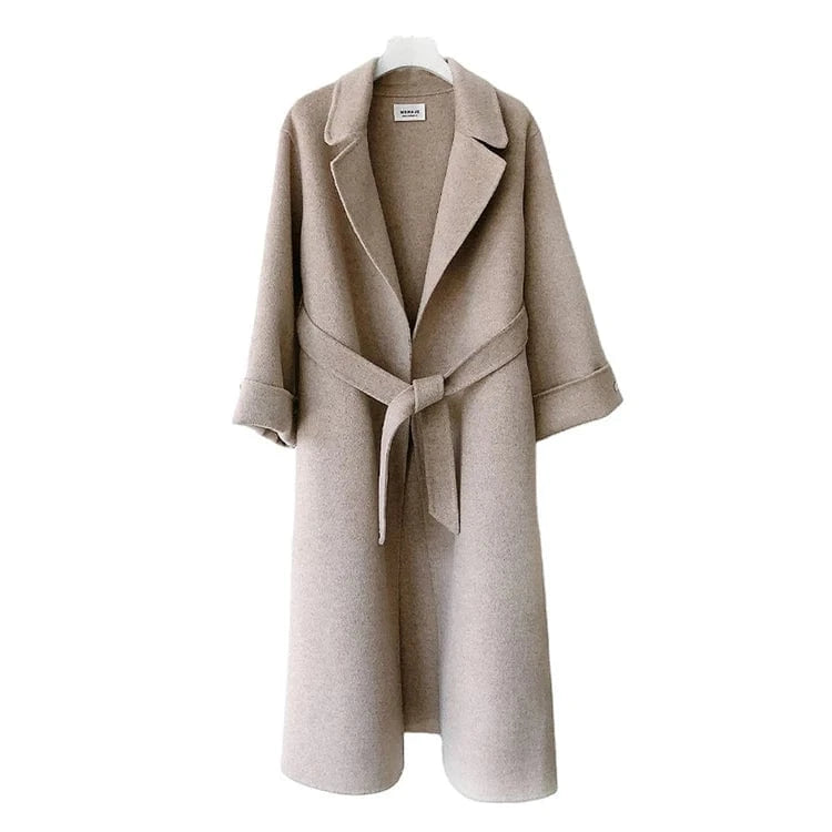 Plus Size Winter Double Woolen Overcoat Cashmere Long Trench Coats Wool Women Coat