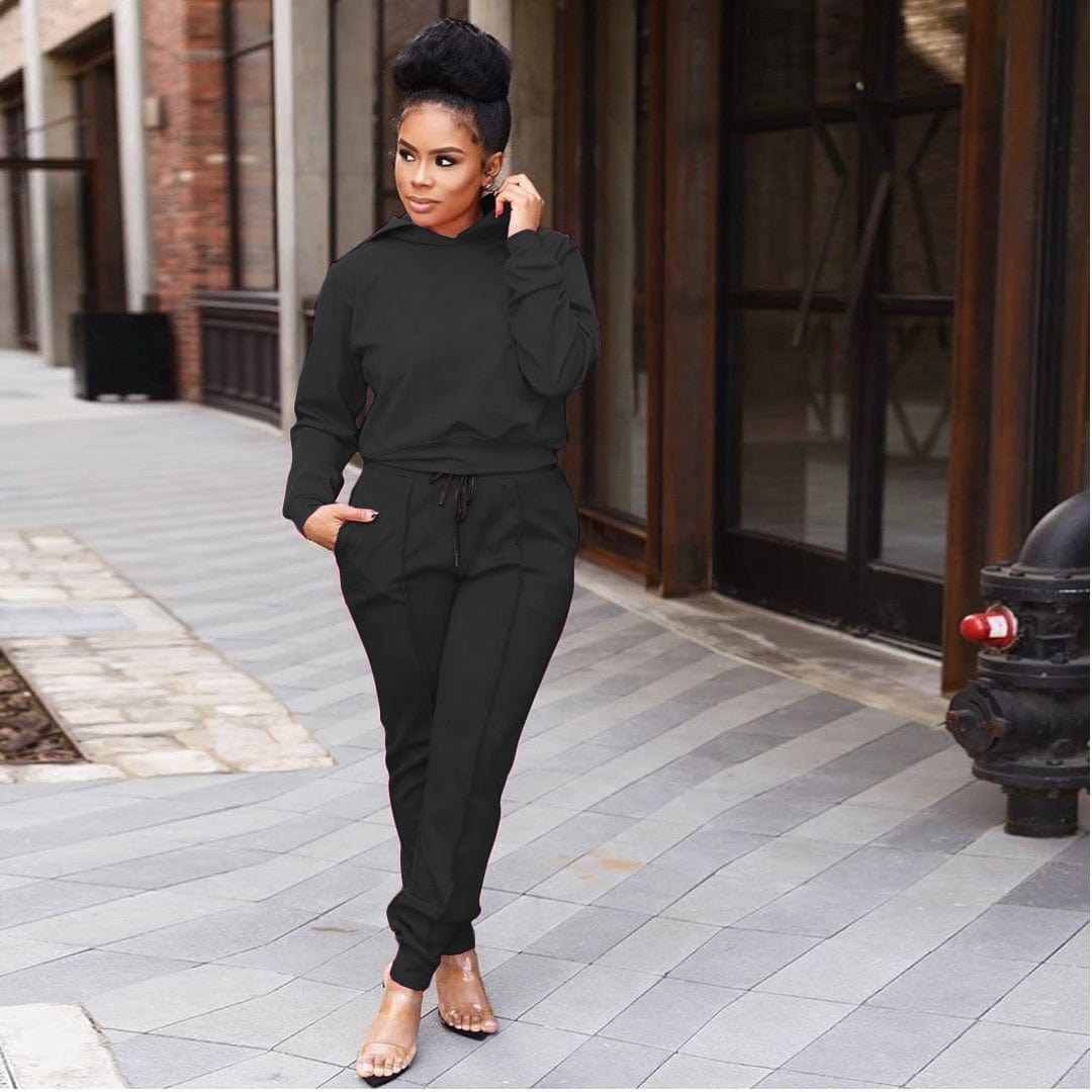 Plus Size Women Clothing Two Piece Set Ladies Casual Hoodie Set Gym Long Sleeve Sporty Tracksuits Sweatpants And Hoodie Set