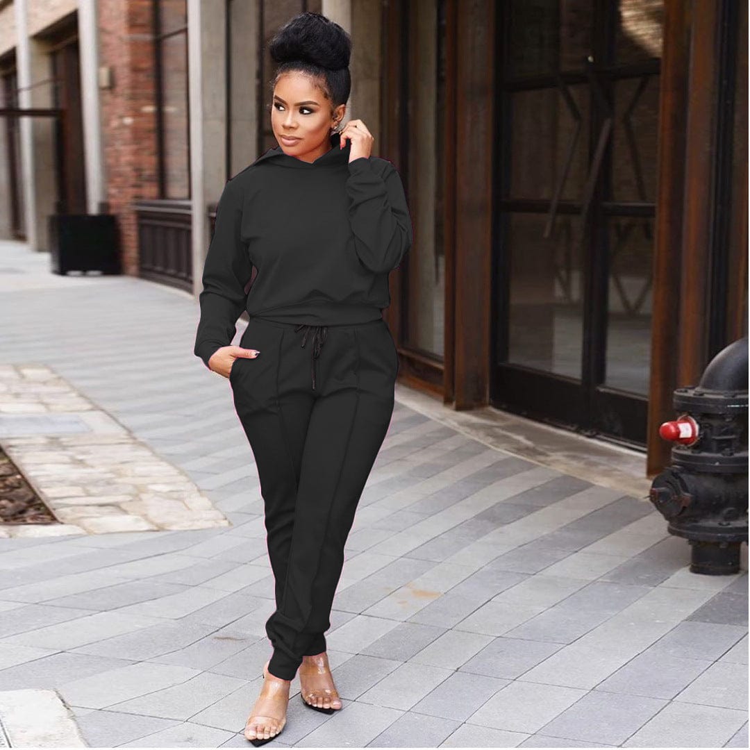 Plus Size Women Clothing Two Piece Set Ladies Casual Hoodie Set Gym Long Sleeve Sporty Tracksuits Sweatpants And Hoodie Set