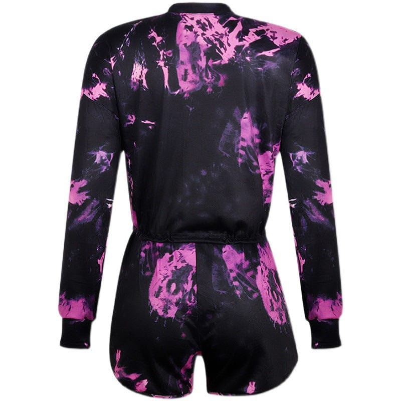 Plus size women clothing two piece set print shorts suit for woman long sleeve crop top and shorts set casual female tracksuit