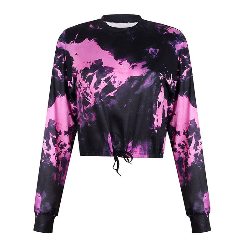 Plus size women clothing two piece set print shorts suit for woman long sleeve crop top and shorts set casual female tracksuit