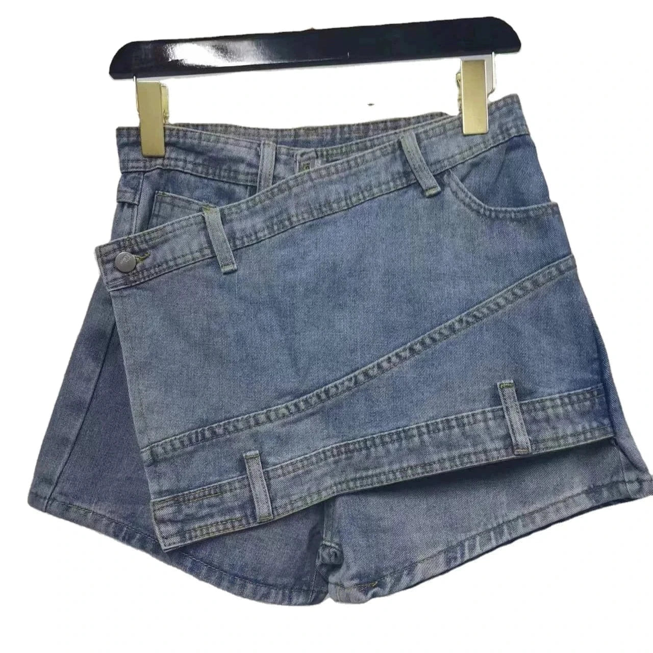 Plus Size Women's A- line High Waist Irregular Wide-leg Pants Women's Summer Korean Style Slimming Denim Skirt Pants Shorts