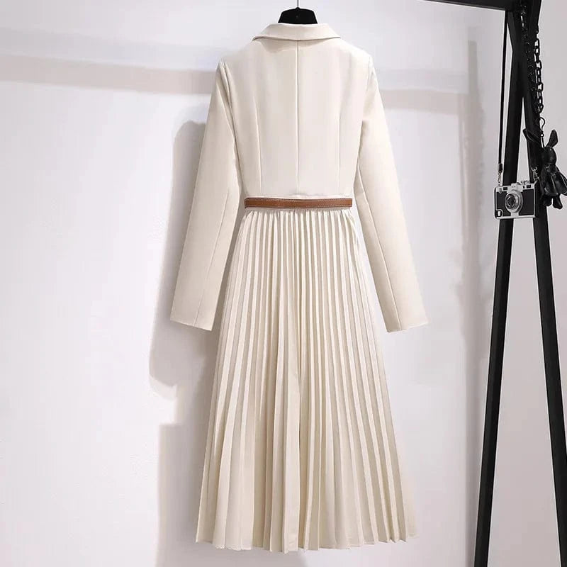 Plus size women's French Age-reducing Casual Slimming Suit Long sleeve dress belt Women's elegant dress