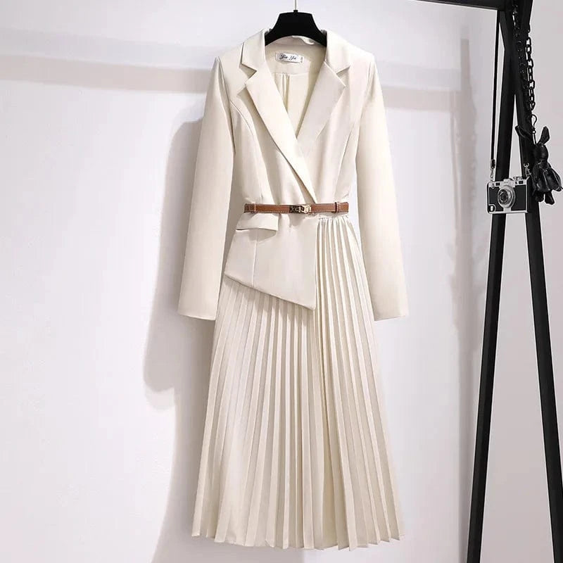 Plus size women's French Age-reducing Casual Slimming Suit Long sleeve dress belt Women's elegant dress