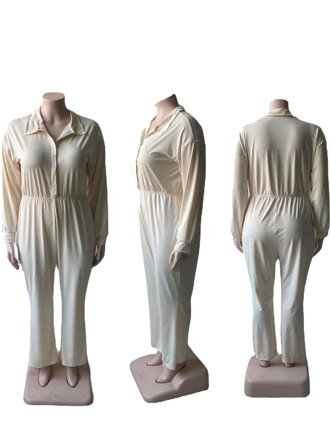 Plus size women's new lapel shirt jumpsuit