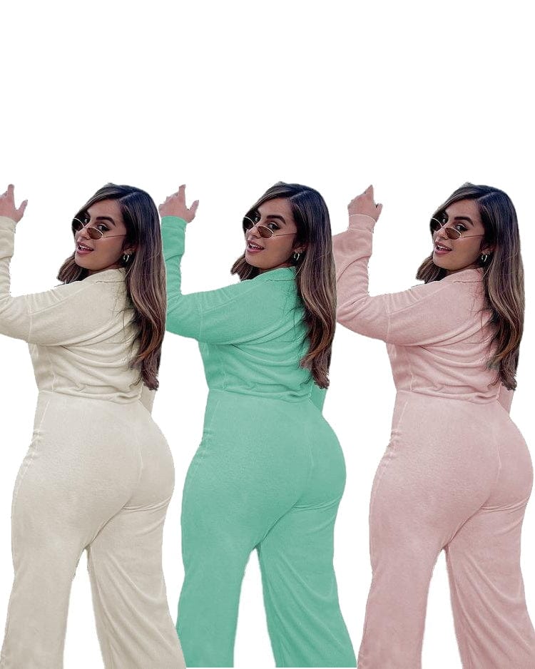 Plus size women's new lapel shirt jumpsuit