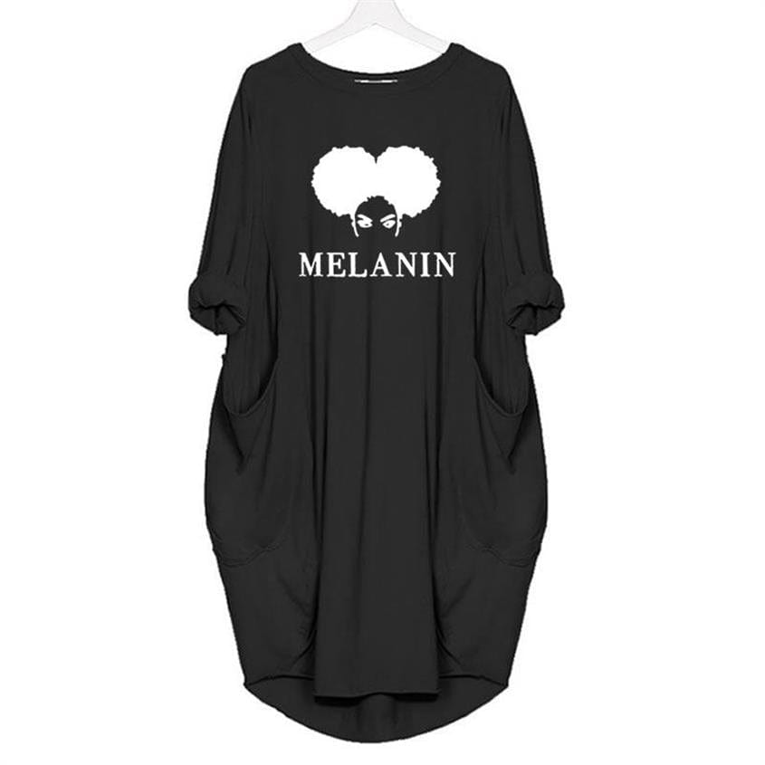 Pocket Melanin Letters Print Dress Black Women Dress Clothing Women Dresses Maxi Vestidos Mujer Cheap Clothes China Plus Size