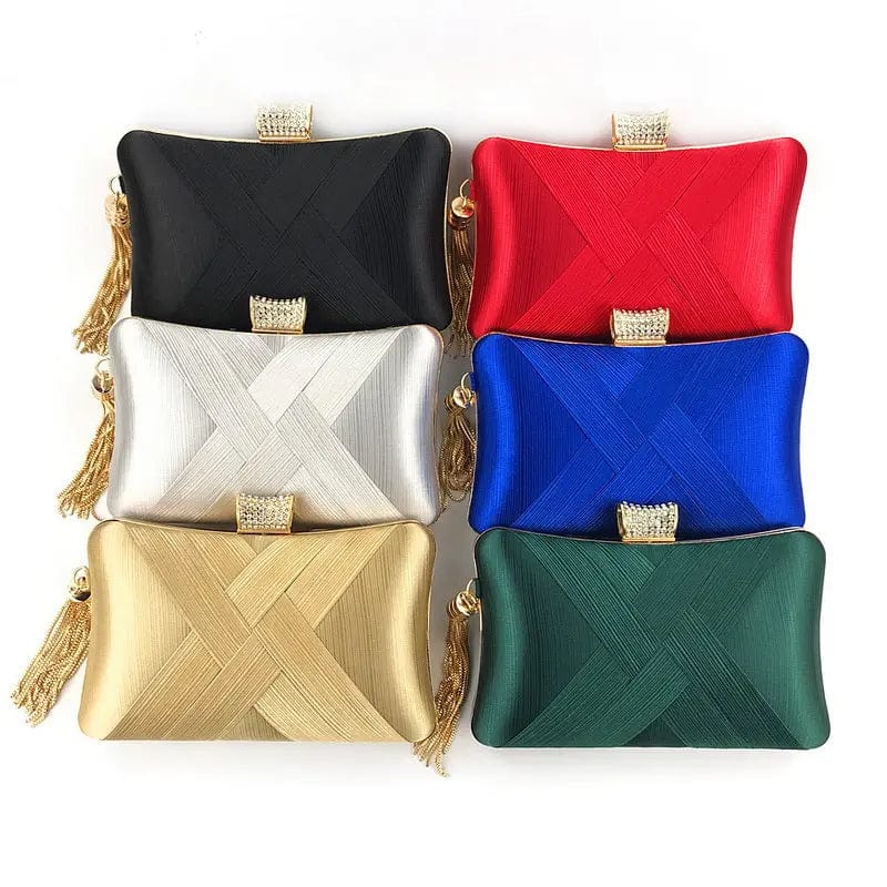 Polyester Silk Women Clutch Bag with Tassel Fashion Wedding Party Bags Ladies Evening Clutch Bag Bridal Handbag