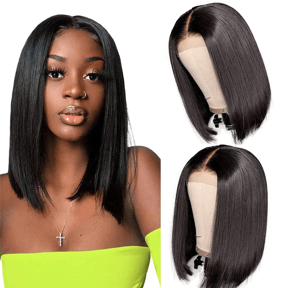 Popular Beauty 8inch-14inch Brazilian Human Hair Closure Short Wig,Wholesale Price Black Short Bob Wigs For Black Women