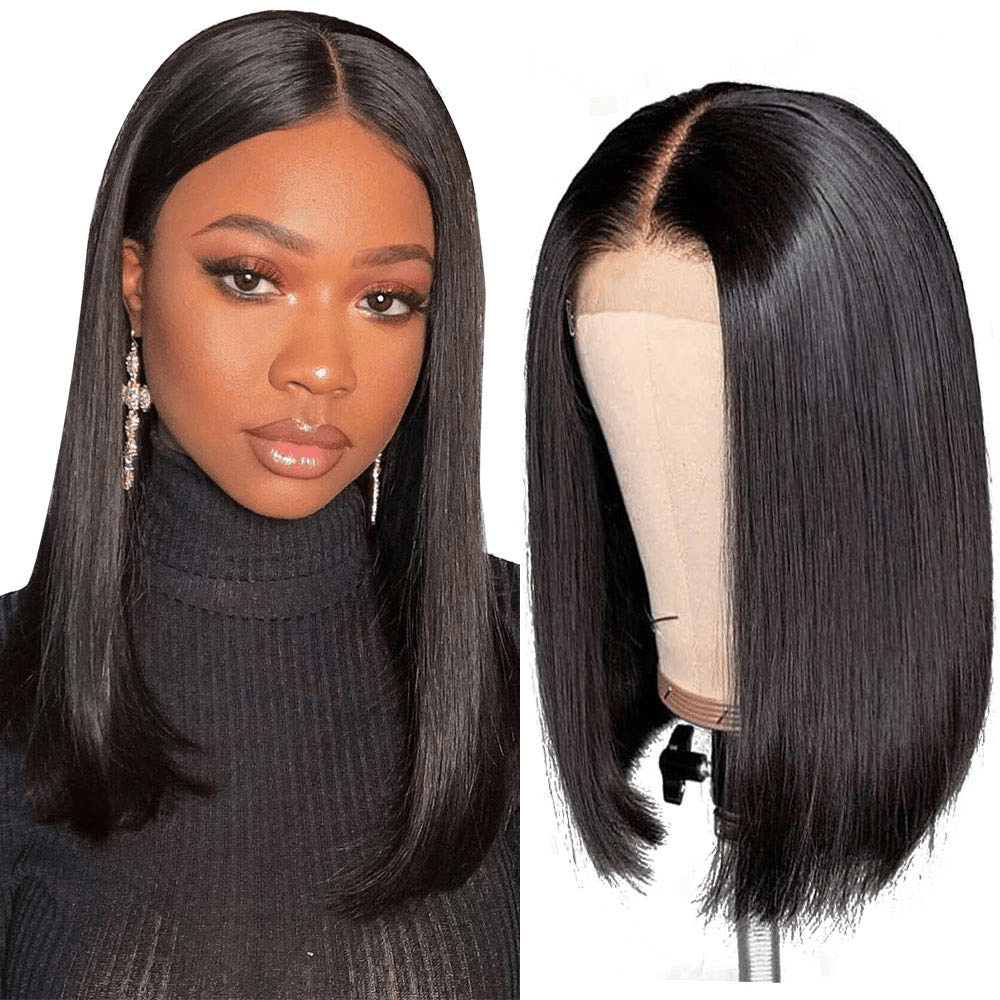 Popular Beauty 8inch-14inch Brazilian Human Hair Closure Short Wig,Wholesale Price Black Short Bob Wigs For Black Women
