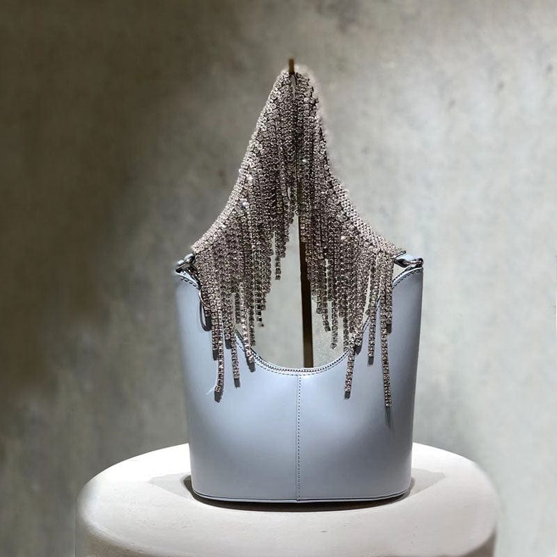 Popular Ladies Party Evening Purse Female Leather Crossbody Diamond Tassel Underarm Bag Bucket Woman's Shoulder Handbag