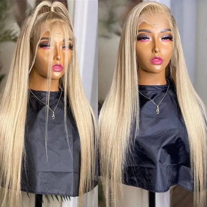 Popular Ombre Golden Color 100% Human Hair Wigs Long Straight 26 Inches Lace Front Human Hair Wig For Women Hair
