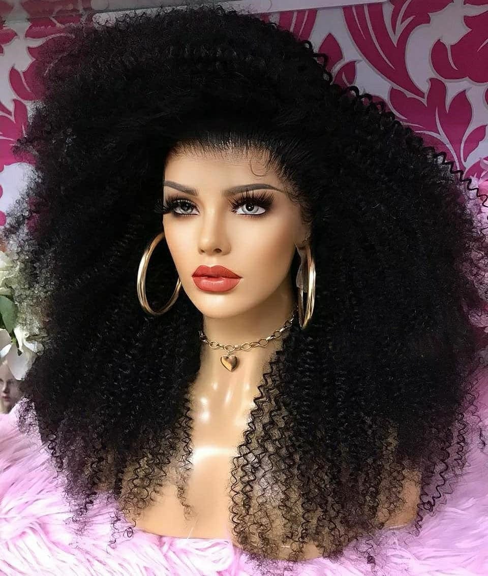Popularity Full Boom Curly Natural Color Mink Raw Burmese Cuticle Aligned Human Hair 13x4 Lace Frontal Wigs
