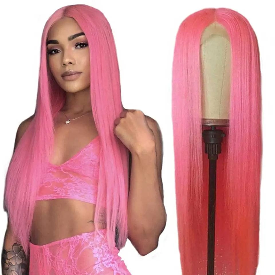 Pre Colored Pink Purple Yellow Green Gray Wigs