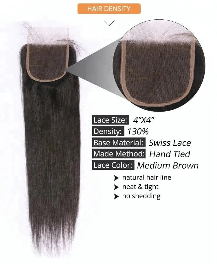 Pre plucked 4*4 5*5 6*6 13*4 13*6 HD Transparent Lace Frontal Closure cuticle aligned raw virgin hair No tangle No shedding