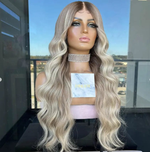 Pre Plucked Brown Blonde Ombre Color Water Wave Texture European Human Hair Cuticle Aligned 360 Lace Wigs
