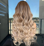 Pre Plucked Brown Blonde Ombre Color Water Wave Texture European Human Hair Cuticle Aligned 360 Lace Wigs