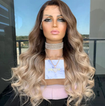 Pre Plucked Brown Blonde Ombre Color Water Wave Texture European Human Hair Cuticle Aligned 360 Lace Wigs
