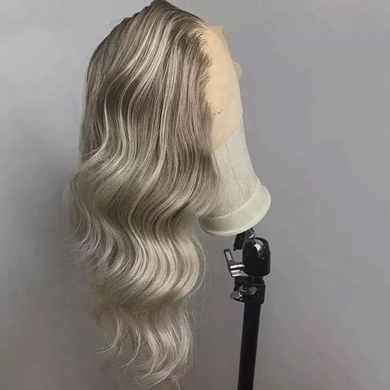 Pre Plucked Grey Blonde Highlight Color Wig Water Wave Cuticle Aligned Transparent HD Lace Front Wigs