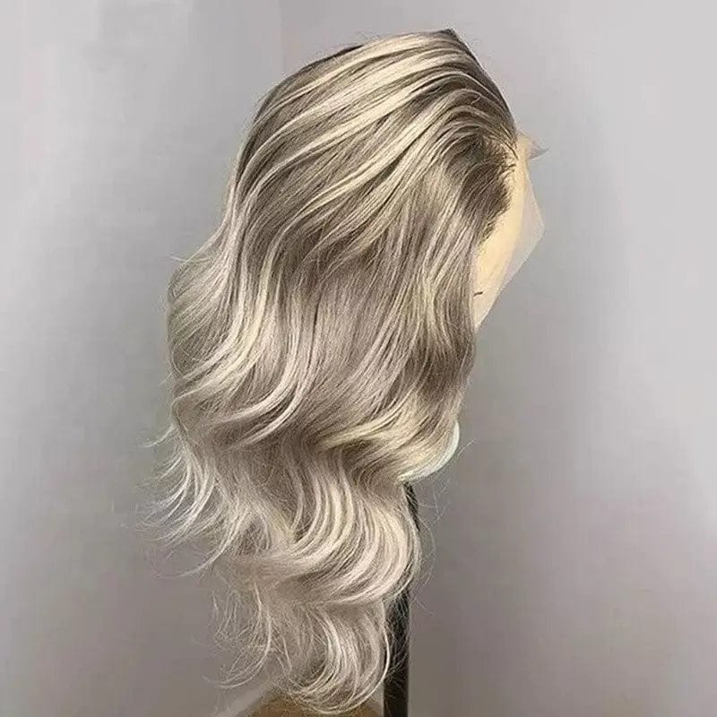 Pre Plucked Grey Blonde Highlight Color Wig Water Wave Cuticle Aligned Transparent HD Lace Front Wigs