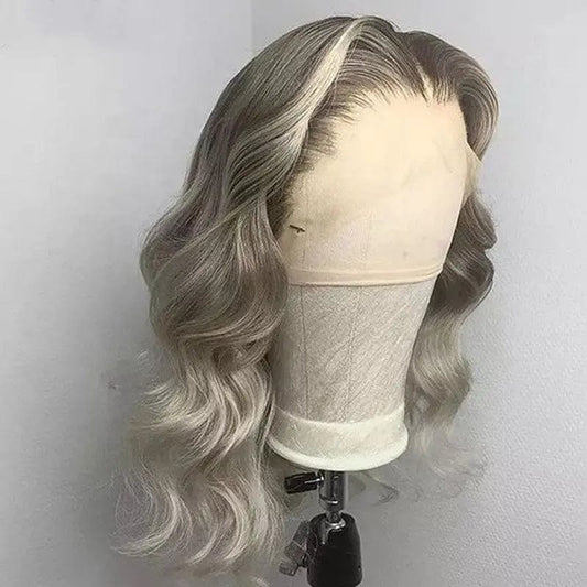 Pre Plucked Grey Blonde Highlight Color Wig Water Wave Cuticle Aligned Transparent HD Lace Front Wigs
