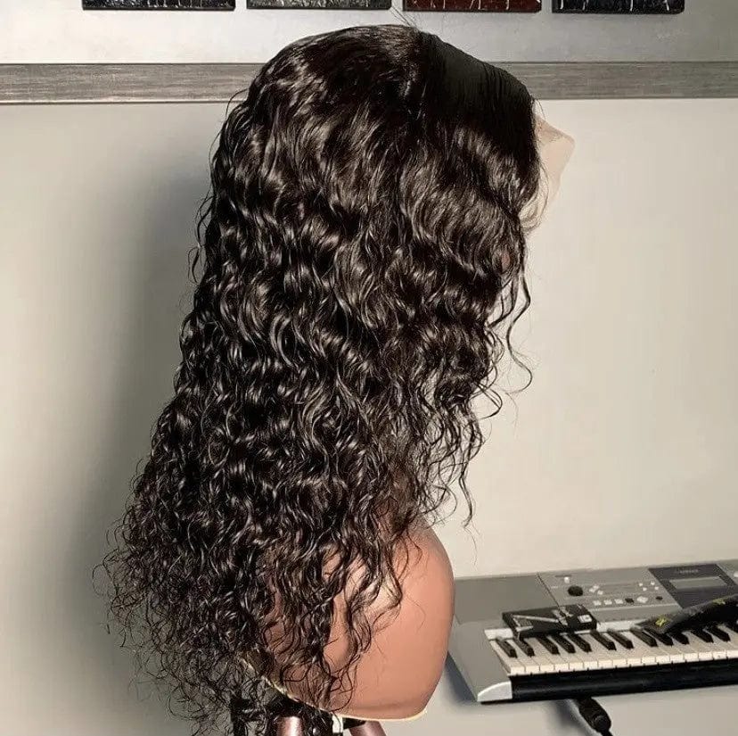 Pre Plucked Human Hair Deep Curly Wig Natural Black Color Cuticle Aligned Natural Hairline Lace Front Wigs