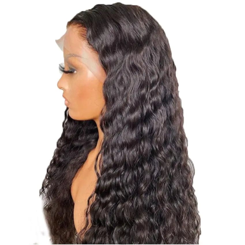Pre Plucked Human Hair Deep Curly Wig Natural Black Color Cuticle Aligned Natural Hairline Lace Front Wigs