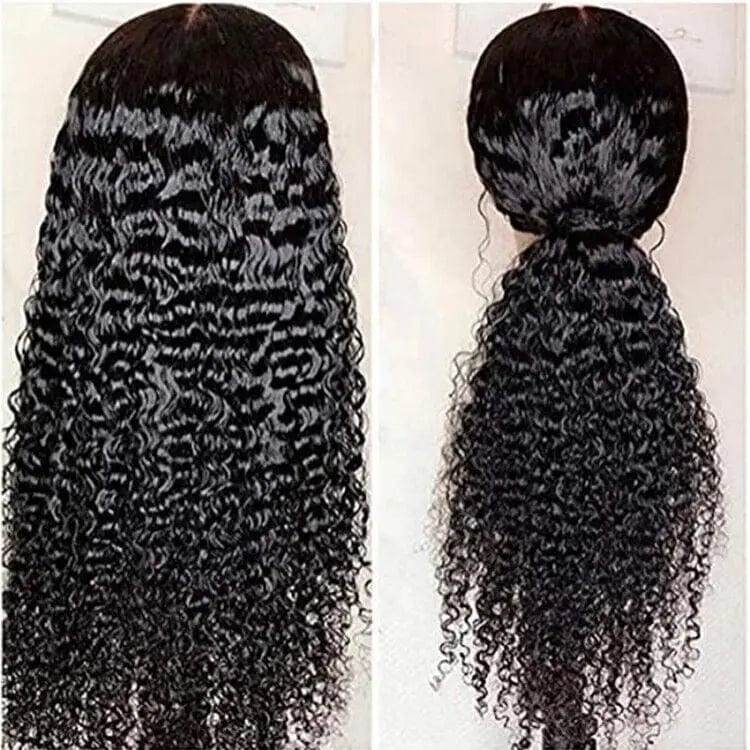 Pre Plucked Human Hair Deep Curly Wig Natural Black Color Cuticle Aligned Natural Hairline Lace Front Wigs