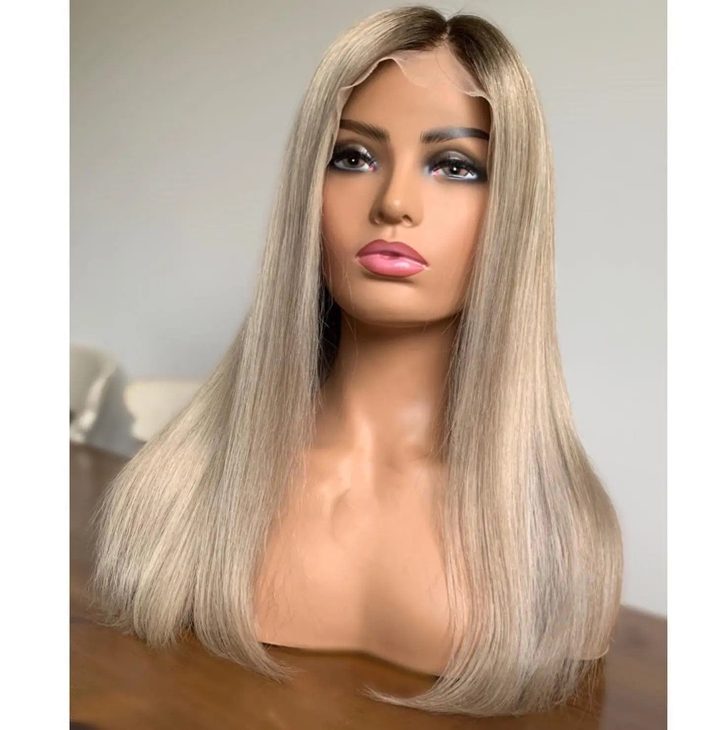 Pre plucked Ombre Blonde Cuticle Alighed Human Virgin Hair 13*4 Transparent HD Lace Front Wigs