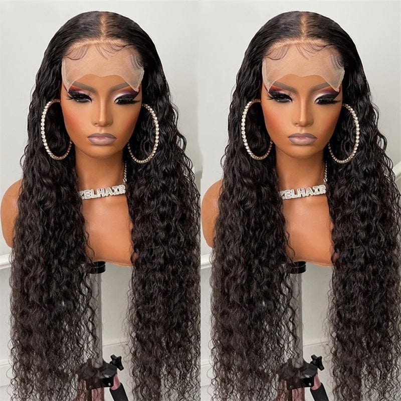Pre Plucked Water Curly Wave Bleached Knots Burmese Full Cuticle Aligned Human Hair Melt HD Lace Front Wigs