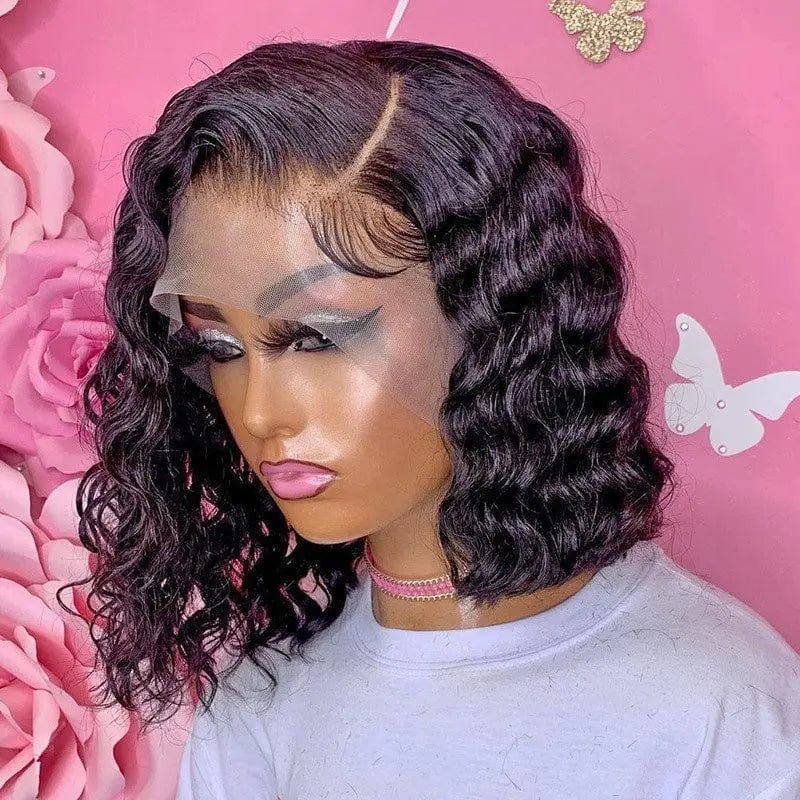 Pre Plucked With Baby Hair Natural Black Color Water Wave Wig Cuticle Aligned 100% Human Hair Lace Front Wigs