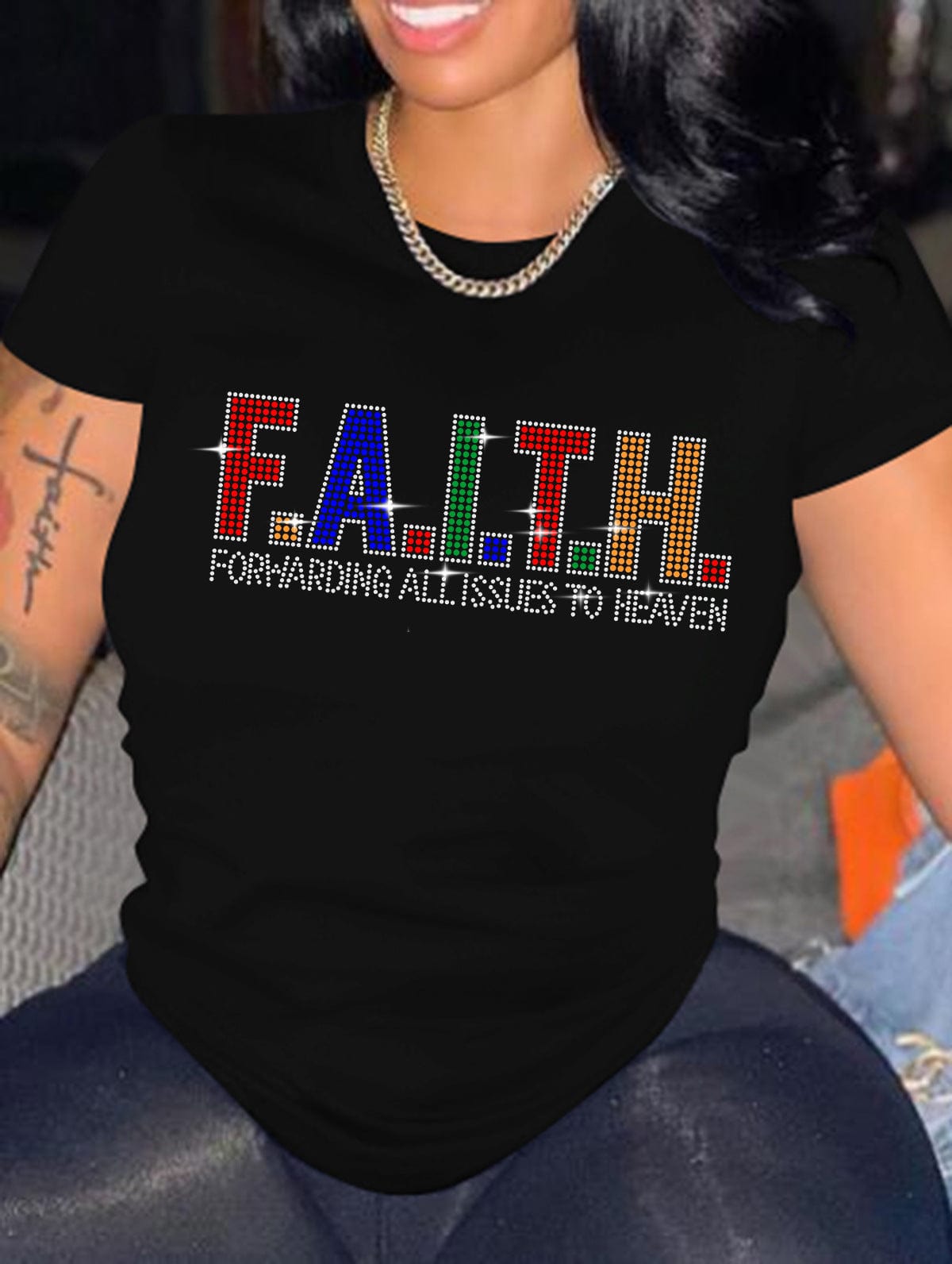 Professional custom t shirt printing ladies t shirt letters hot drill casual t shirt