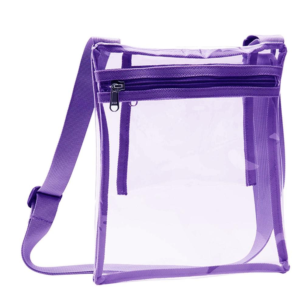 Purple Clear Cross Body Purse Clear PVC Tote Bag With Inner Pocket And Adjustable Strap For NFL Stadium