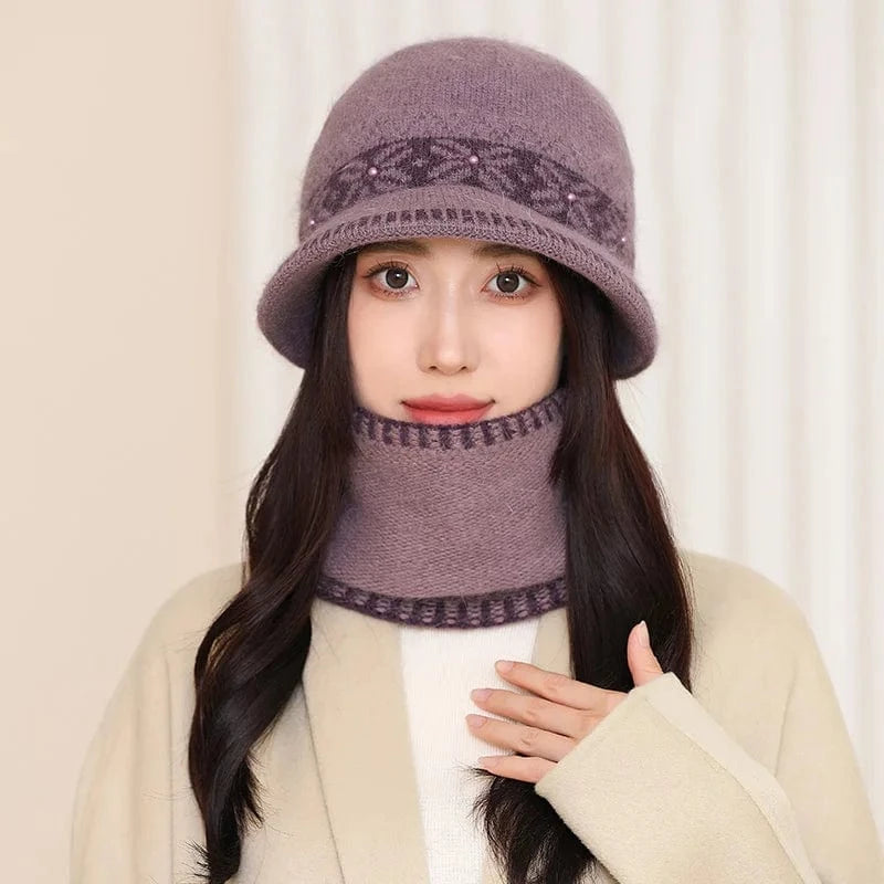 Purple Fashion elegant custom acrylic traveling middle-aged and old women warm mom winter hats