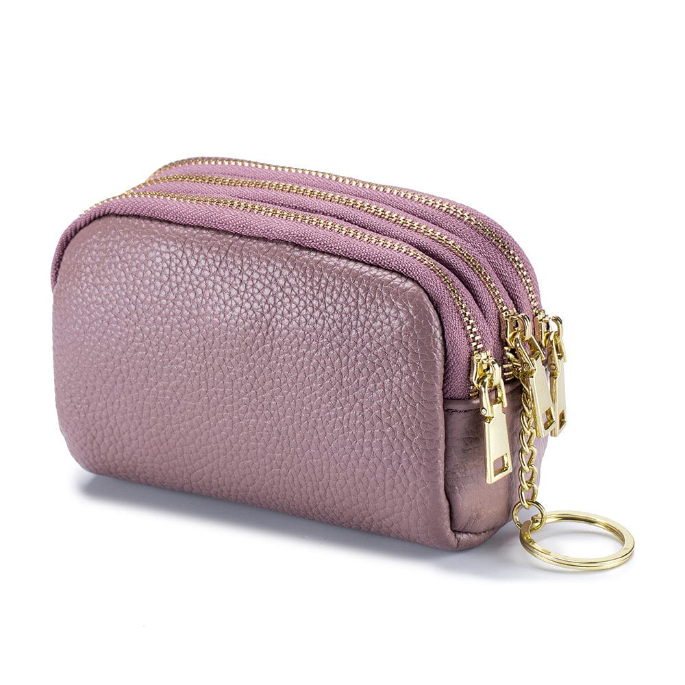 Purple First Layer Cowhide Mini Coin Purse Cute Korean Version Ladies Multi-Functional lLather Coin Purse Coin Purse Key Chain
